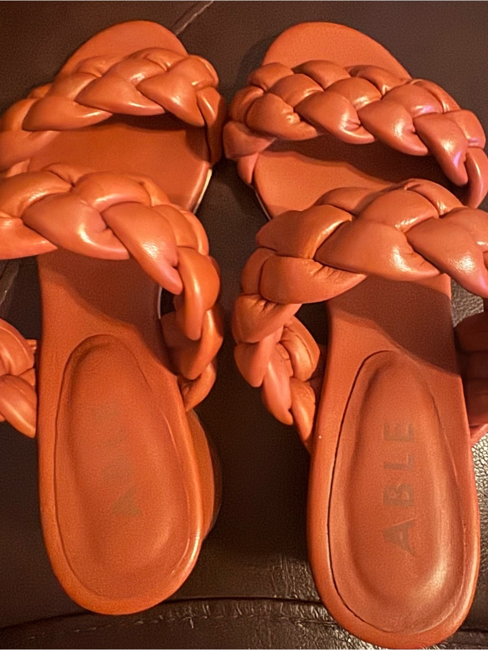 NWT Able Braided Double-Strap Slide Sandals - Brown, Size 10.5